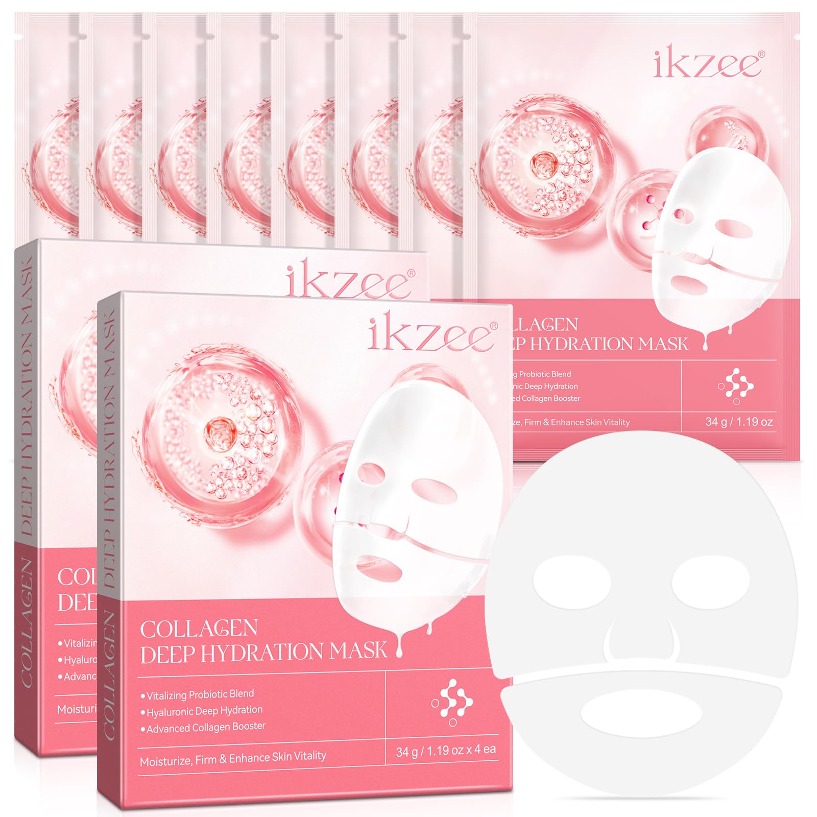 Foto 1 | Mascarilla Facial De Hidrogel De Colágeno 34 G X 8 Para Elasticidad De La Piel - Venta Internacional.