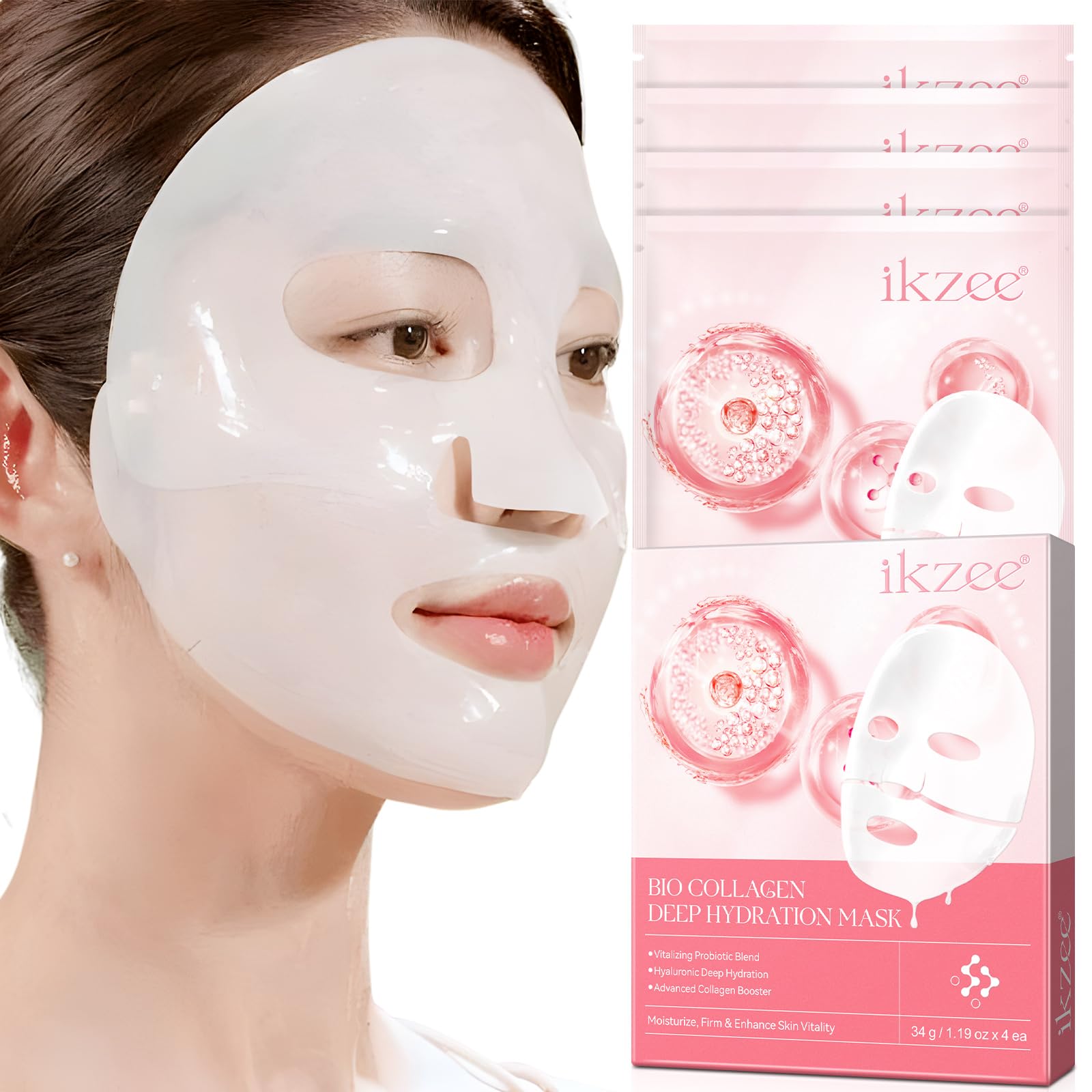 Foto 3 pulgar | Mascarilla Facial De Hidrogel De Colágeno 34 G X 8 Para Elasticidad De La Piel - Venta Internacional.