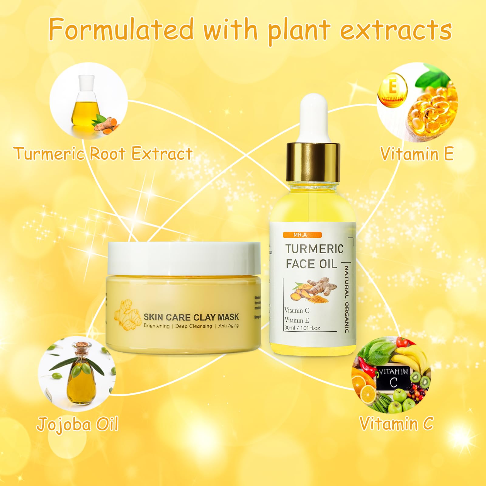 Foto 2 | Kit De Cuidado De La Piel Mr.a, Máscara Facial De Arcilla Y Aceite De Cúrcuma - Venta Internacional.