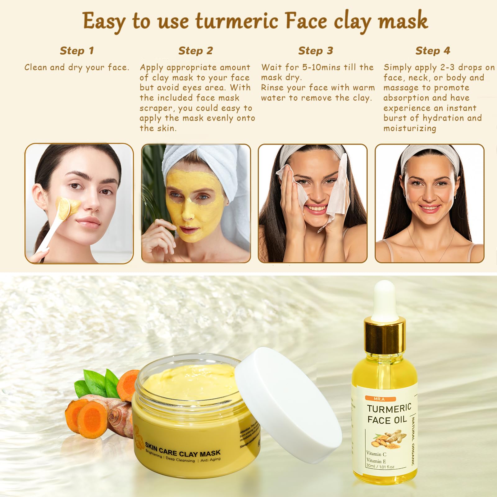 Foto 4 | Kit De Cuidado De La Piel Mr.a, Máscara Facial De Arcilla Y Aceite De Cúrcuma - Venta Internacional.