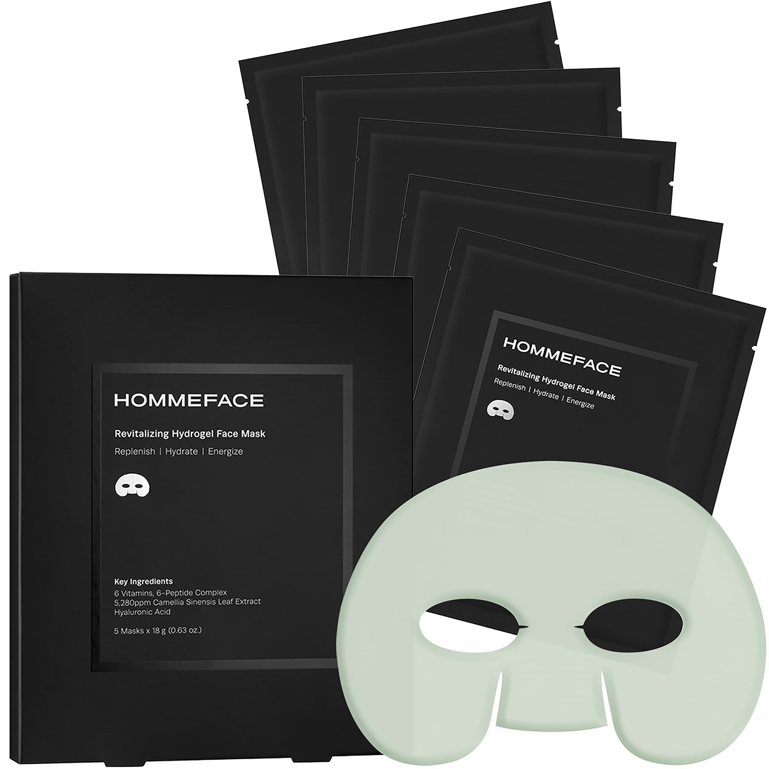 Set De Mascarillas Faciales De Hidrogel Revitalizante Hommeface Para Hombres (5 Unidades) - Venta Internacional.