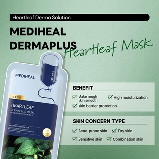 Foto 4 | Mascarilla Mediheal Dermaplus Heartleaf Vegan, 10 Unidades - Venta Internacional.