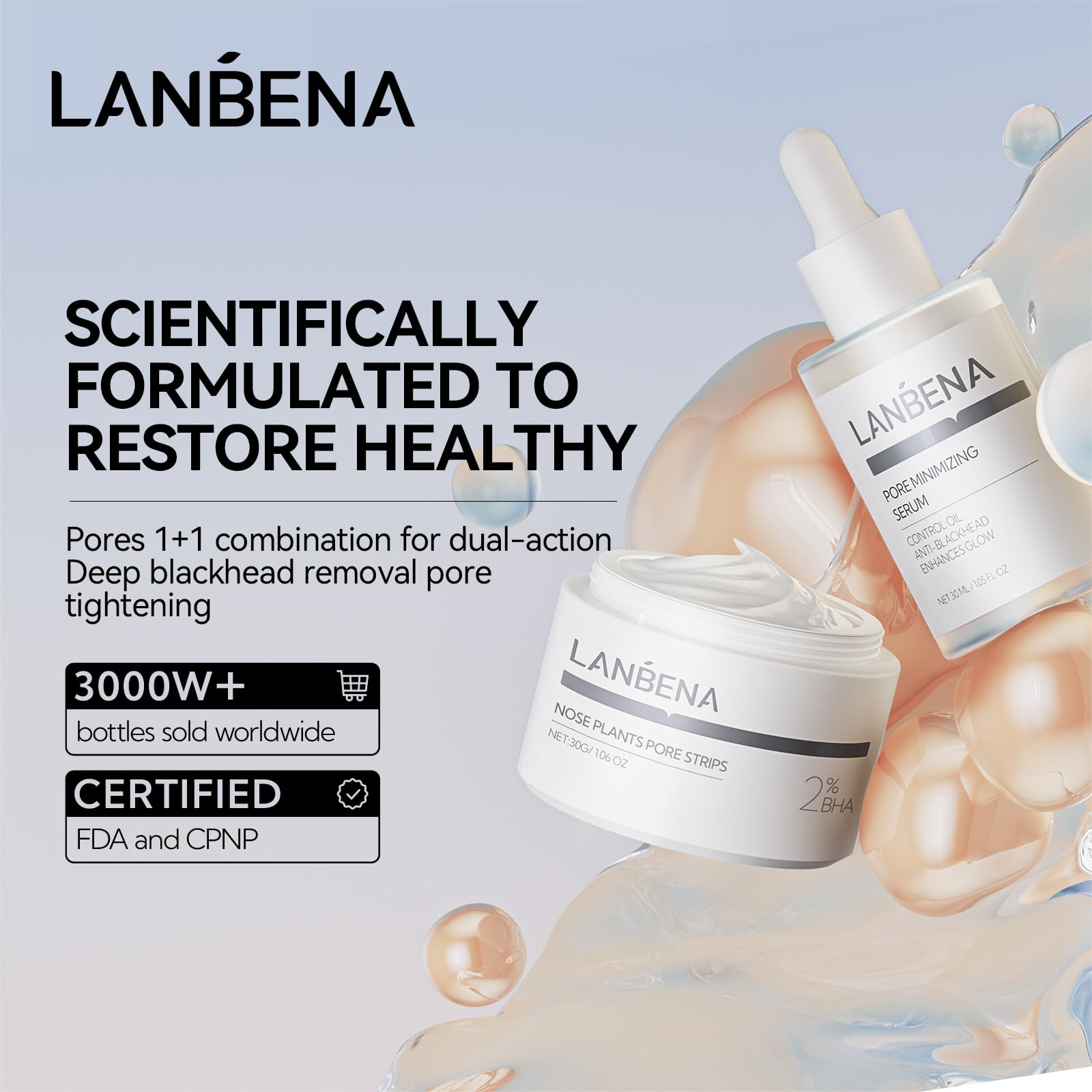 Foto 3 pulgar | Set Para Eliminar Puntos Negros Lanbena Pore Strips, 30 G, Sérum, 30 Ml - Venta Internacional.