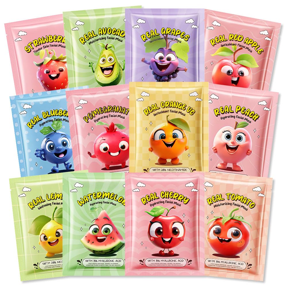Foto 2 pulgar | Mascarillas Faciales, Kit De Cuidado De La Piel Evpct Kaely, Paquete De 12 Unidades Fruit Kids - Venta Internacional.