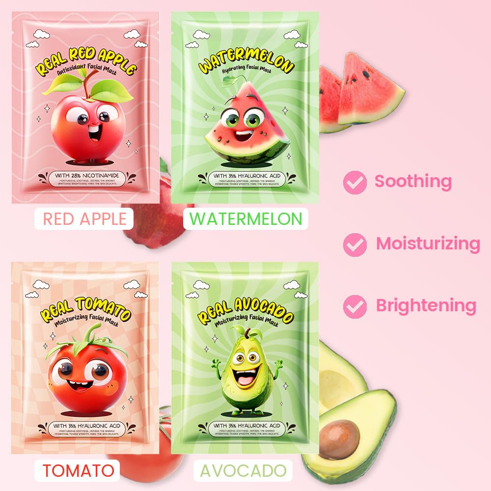 Foto 2 | Mascarillas Faciales, Kit De Cuidado De La Piel Evpct Kaely, Paquete De 12 Unidades Fruit Kids - Venta Internacional.