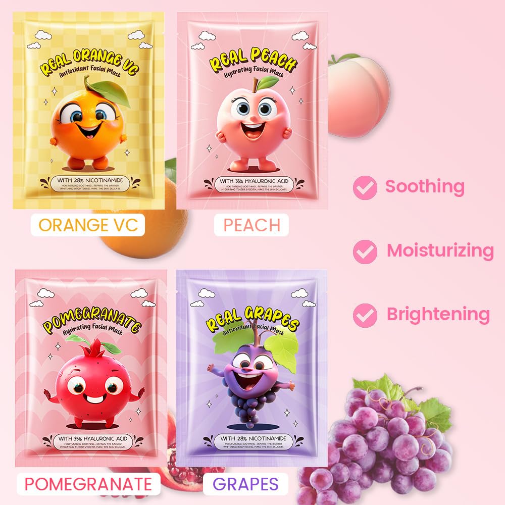 Foto 4 pulgar | Mascarillas Faciales, Kit De Cuidado De La Piel Evpct Kaely, Paquete De 12 Unidades Fruit Kids - Venta Internacional.