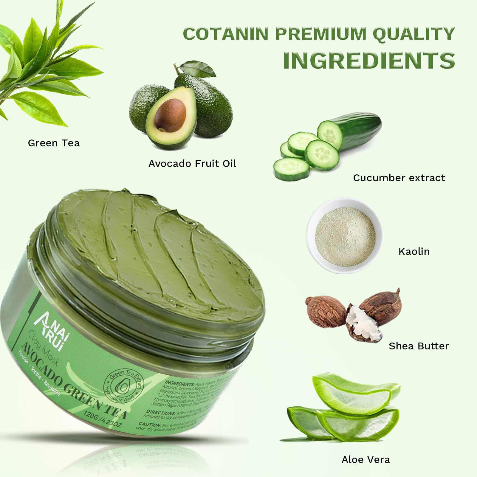 Foto 3 pulgar | Mascarilla Facial Anai Rui Green Tea Con Arcilla De Aguacate 120 G/120 Ml - Venta Internacional.