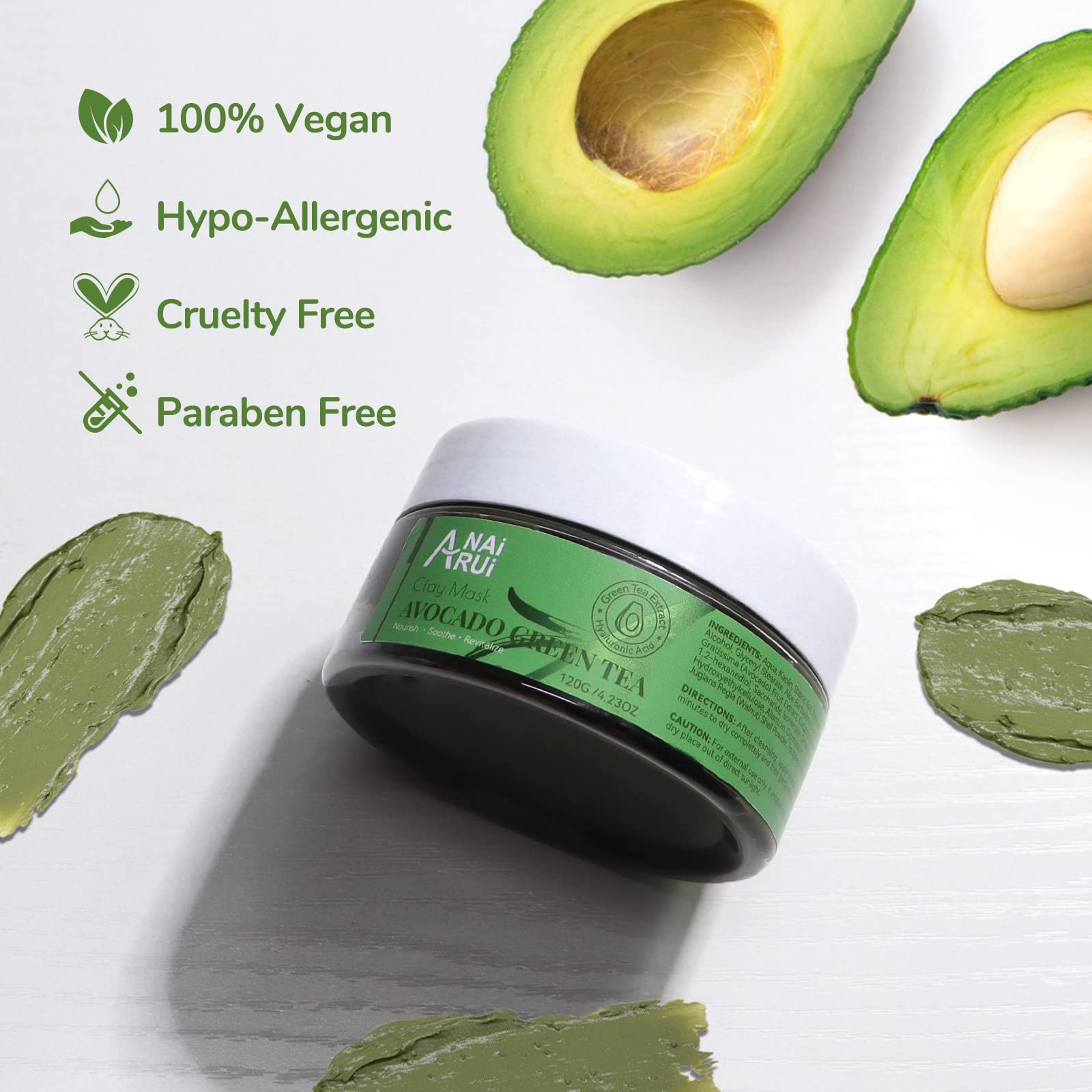 Foto 8 pulgar | Mascarilla Facial Anai Rui Green Tea Con Arcilla De Aguacate 120 G/120 Ml - Venta Internacional.