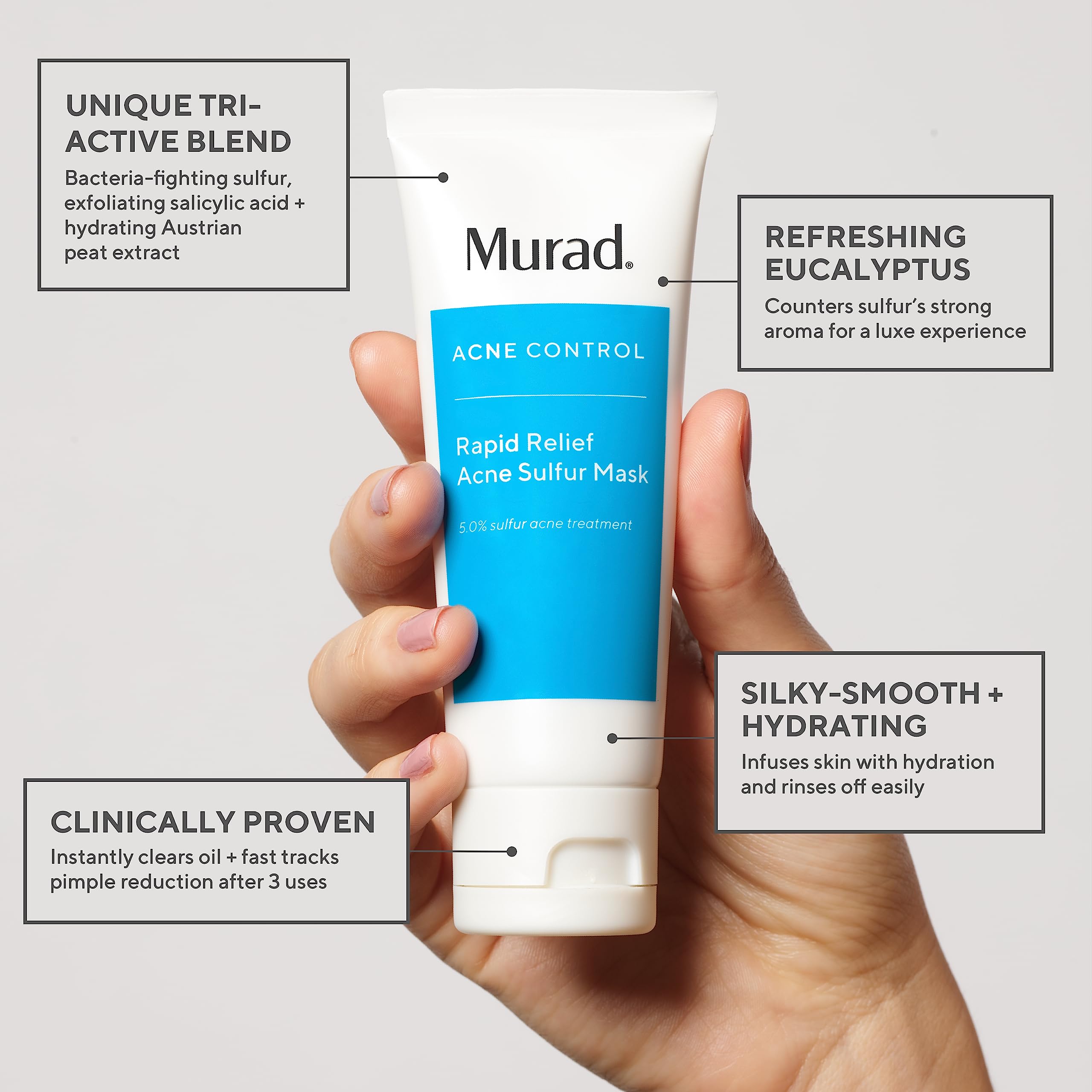 Foto 4 pulgar | Mascarilla Facial De Arcilla Murad Rapid Relief Acne Sulfur Con Ácido Salicílico - Venta Internacional.