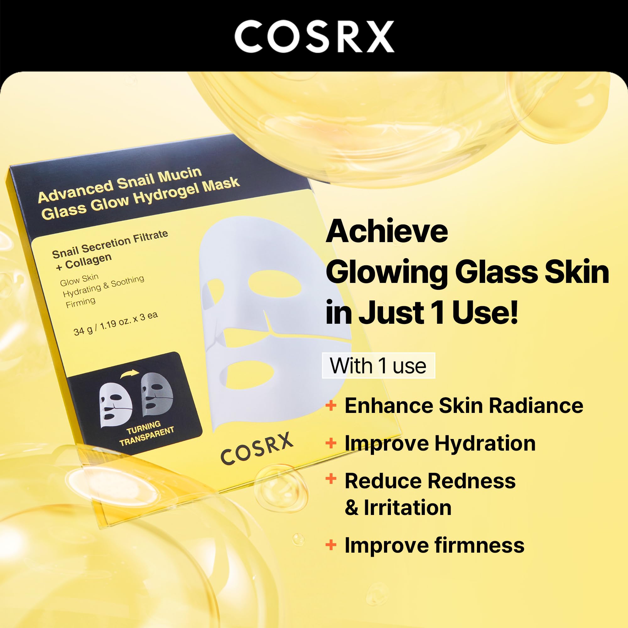 Foto 5 | Mascarilla En Lámina Cosrx Snail Mucin 10ea + Hidrogel Colágeno 3ea - Venta Internacional.