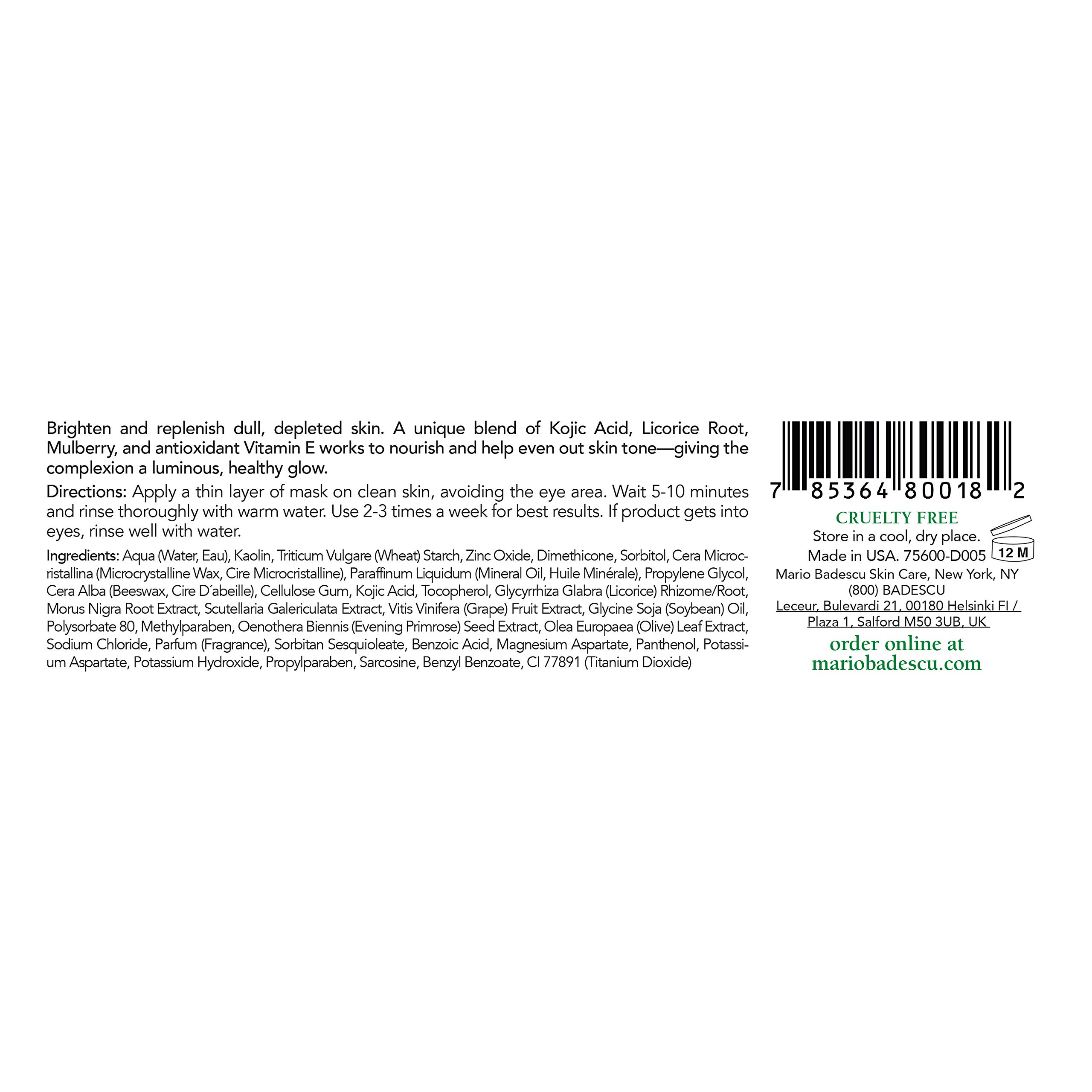 Foto 2 | Mascarilla Facial Mario Badescu, Ácido Kójico, Blanqueadora, 60 Ml, Con Aceite De Semilla De Uva - Venta Internacional.