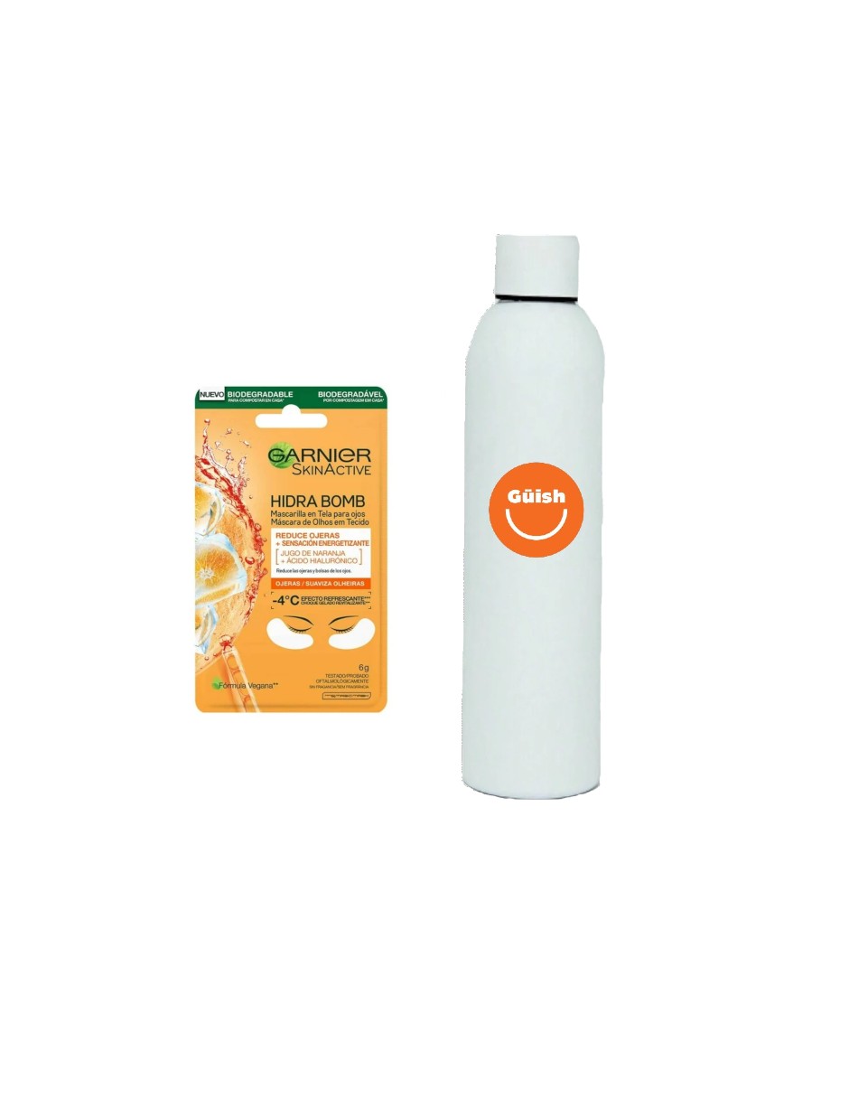 Foto 1 | Parches Para Ojos Garnier Hidra Bomb + Termo De Agua Güish