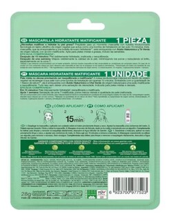 Foto 3 | Mascarilla Facial Garnier Hidra Bomb Con De Té Verde + Termo De Agua Güish