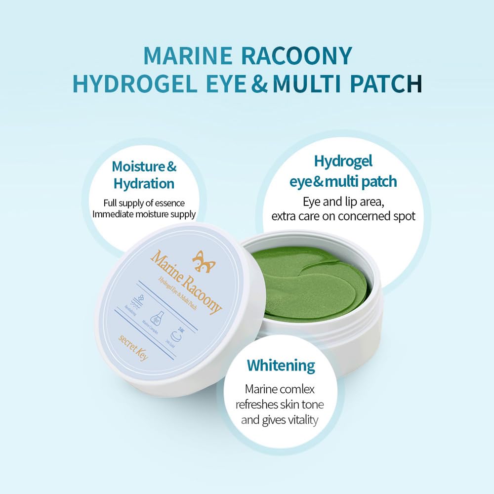 Foto 4 pulgar | [parches Para Los Ojos] Secret Key Marine Racoony Hydro Gel 60 Hojas - Venta Internacional.