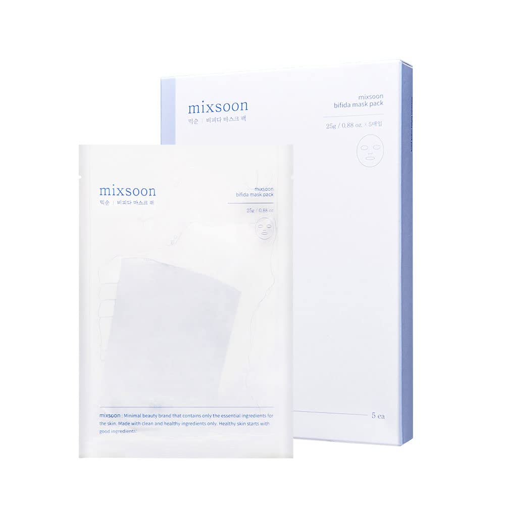 Sheet Mask Mixsoon Bifida, Hidratante Facial Coreano, Paquete De 1 Paquete (5 Unidades) - Venta Internacional.