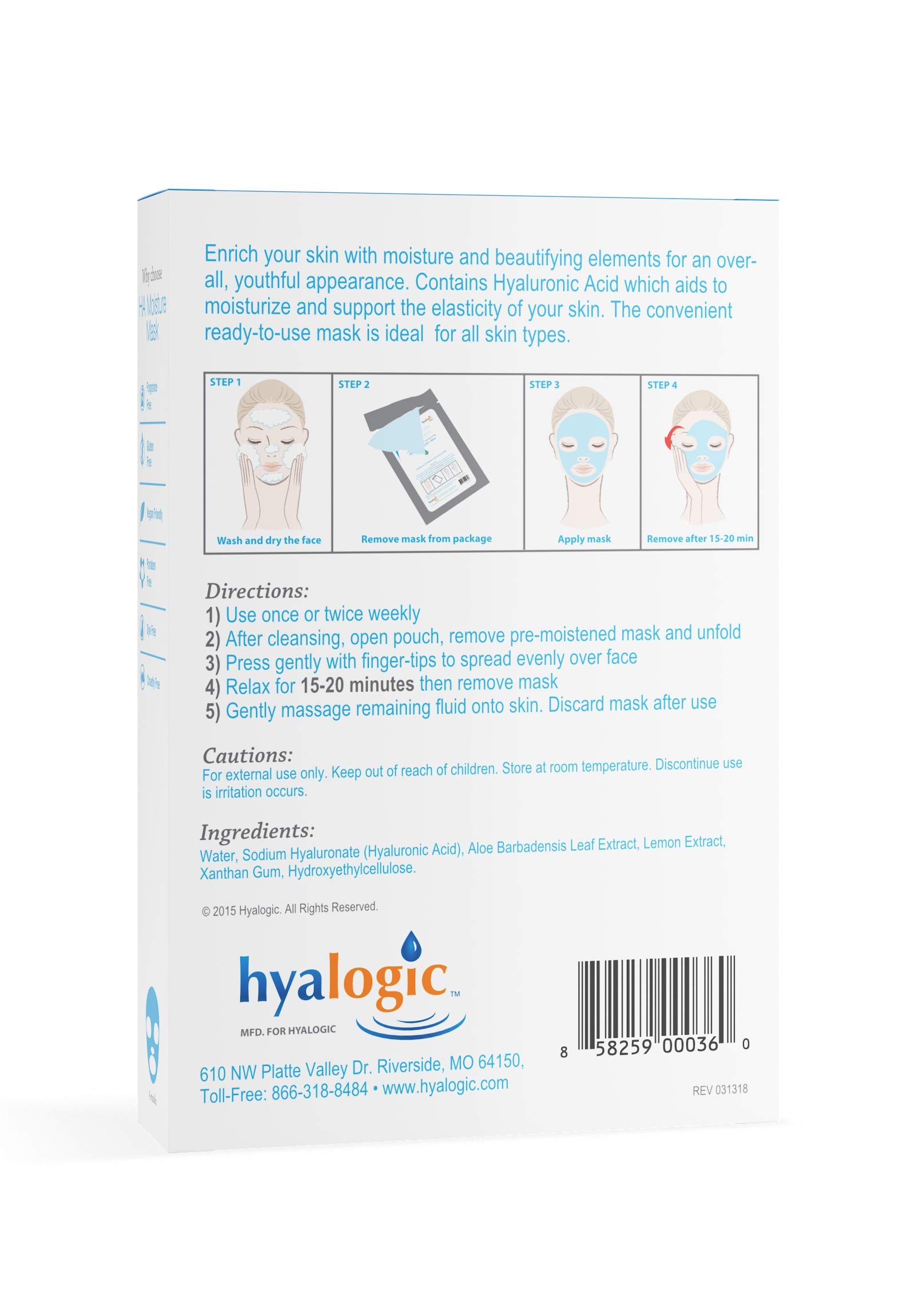 Foto 5 pulgar | Mascarilla Facial Hidratante Con Ácido Hialurónico Hialurónico Y Aloe X4 - Venta Internacional.
