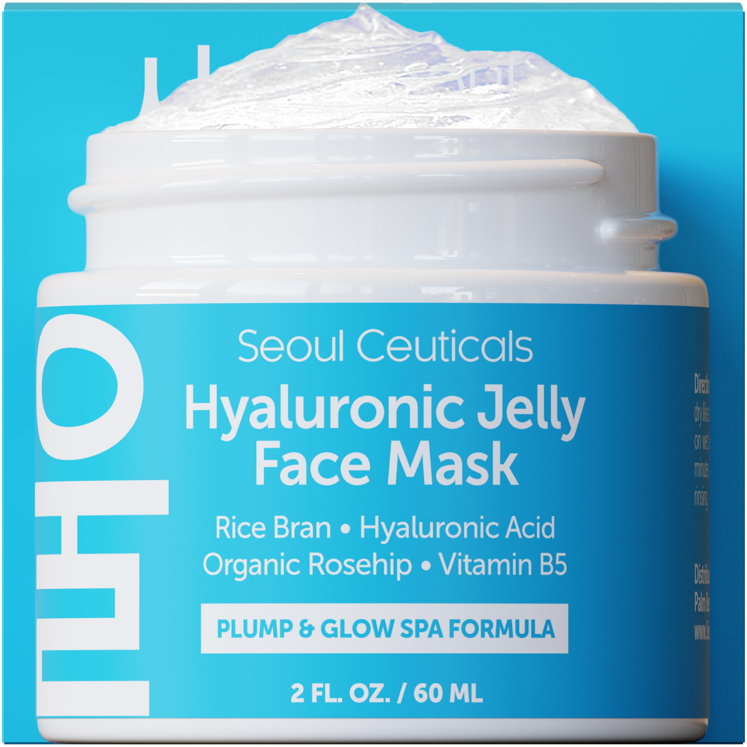 Mascarilla Facial Seoulceuticals, Gel De Ácido Hialurónico, 60 Ml, Con Salvado De Arroz - Venta Internacional.