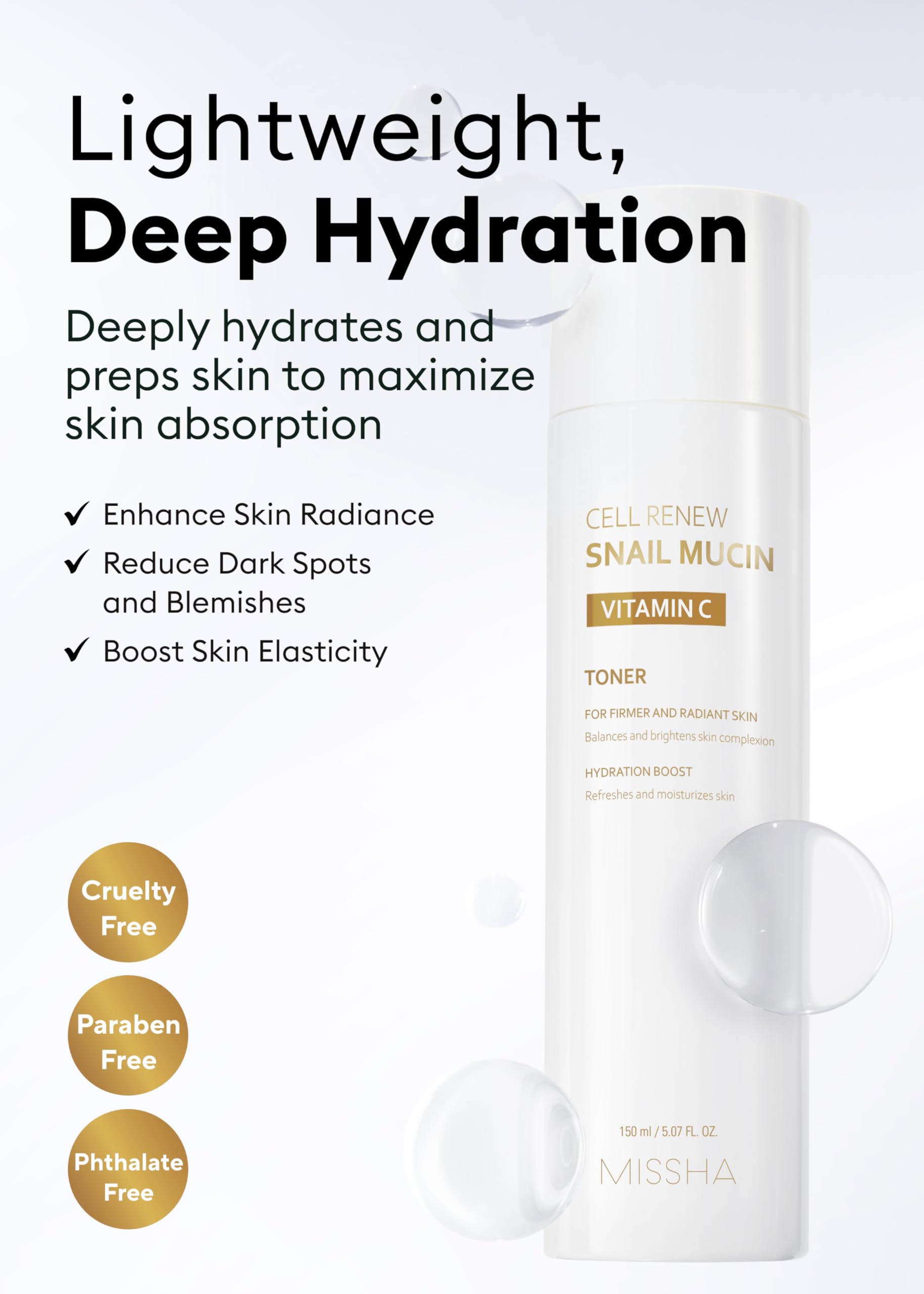 Foto 4 pulgar | Tónico Facial Missha Cell Renew Snail Mucin Vitamina C 150 Ml - Venta Internacional.