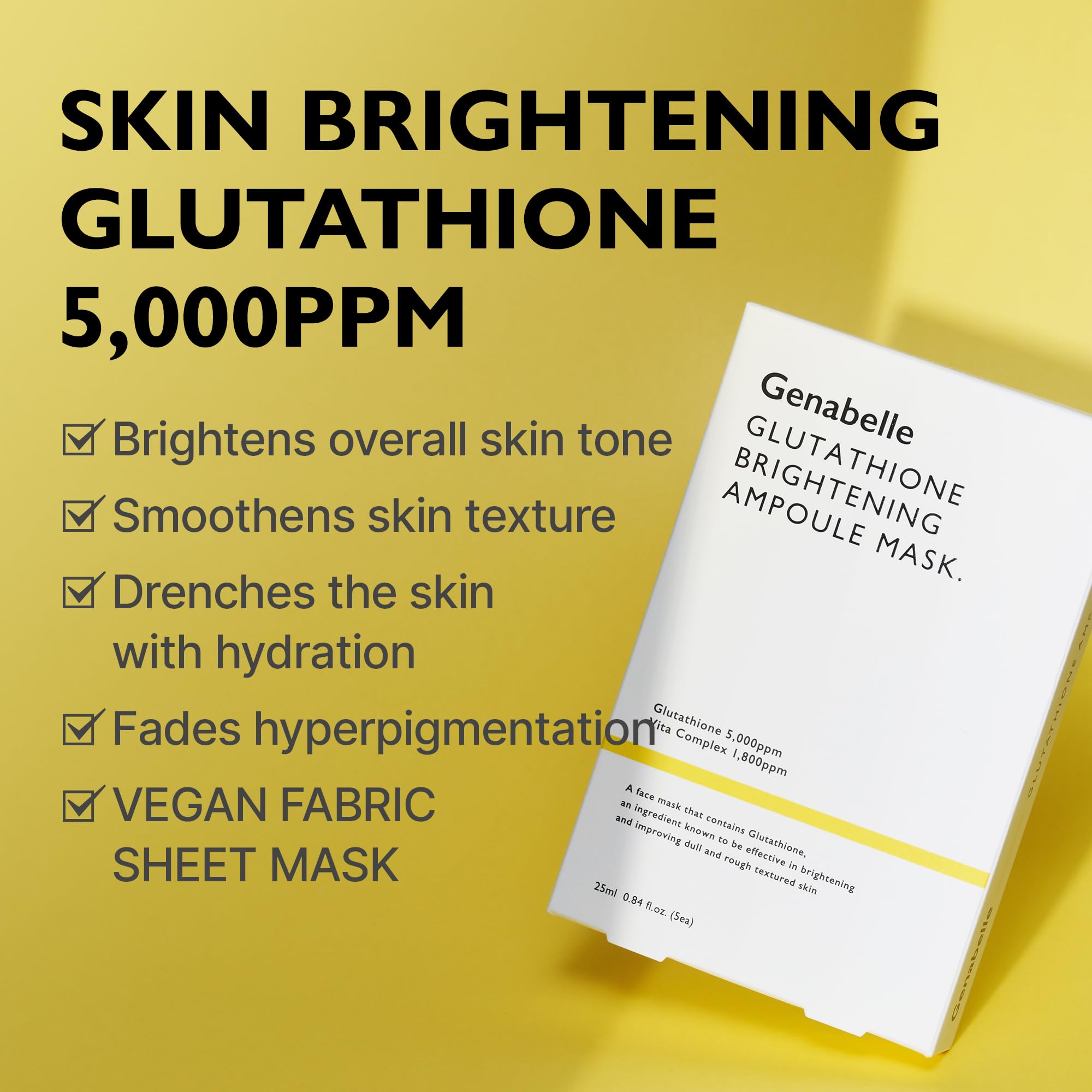 Foto 3 pulgar | Mascarilla Genabelle Genutatione Brightening, 5 Unidades - Venta Internacional.