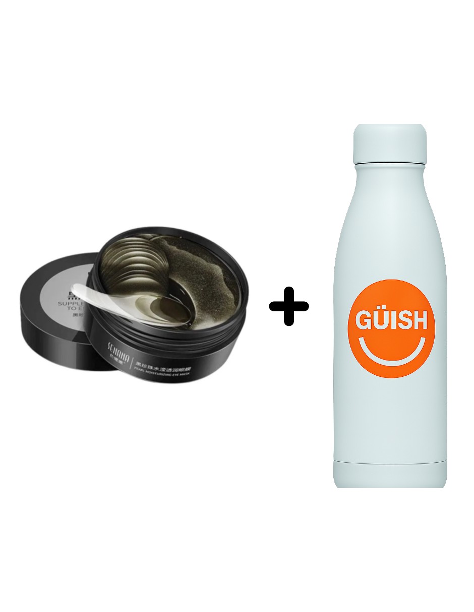 Parches Para Párpados  De Colágeno Perla Negra Anti Ojeras + Gratis Termo Güish De Regalo