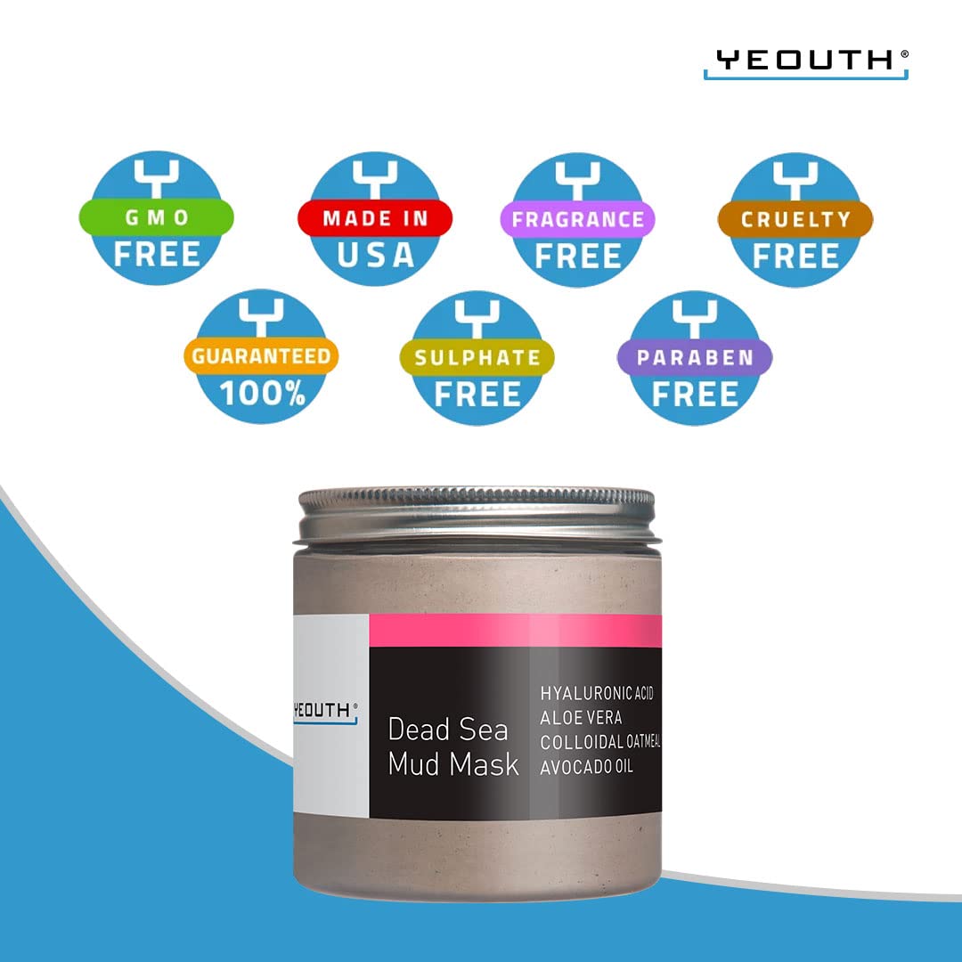 Foto 7 | Mascarilla De Barro Yeouth Dead Sea Con Ácido Hialurónico Y Aceite De Aguacate 240 Ml - Venta Internacional.
