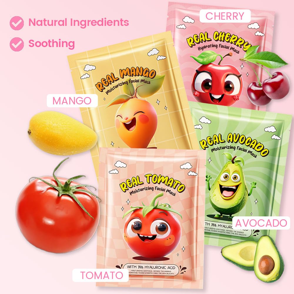 Foto 3 pulgar | Set De Mascarillas Faciales Kaely Fruit Para Niños, Paquete De 8 - Venta Internacional.