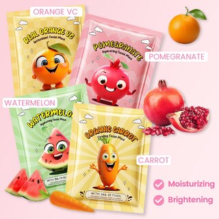 Foto 3 | Set De Mascarillas Faciales Kaely Fruit Para Niños, Paquete De 8 - Venta Internacional.