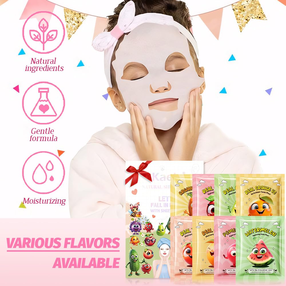 Foto 6 pulgar | Set De Mascarillas Faciales Kaely Fruit Para Niños, Paquete De 8 - Venta Internacional.