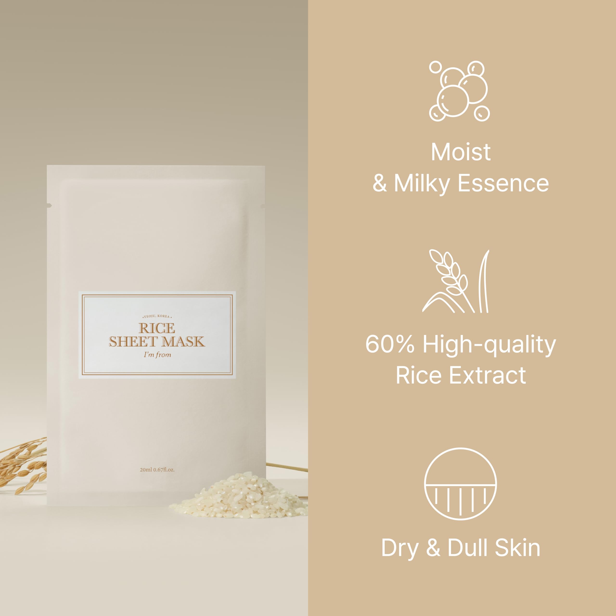 Foto 3 pulgar | Sheet Mask I'm From Rice, Paquete De 5 Unidades, 20 Ml De Arroz Coreano Al 60% - Venta Internacional.