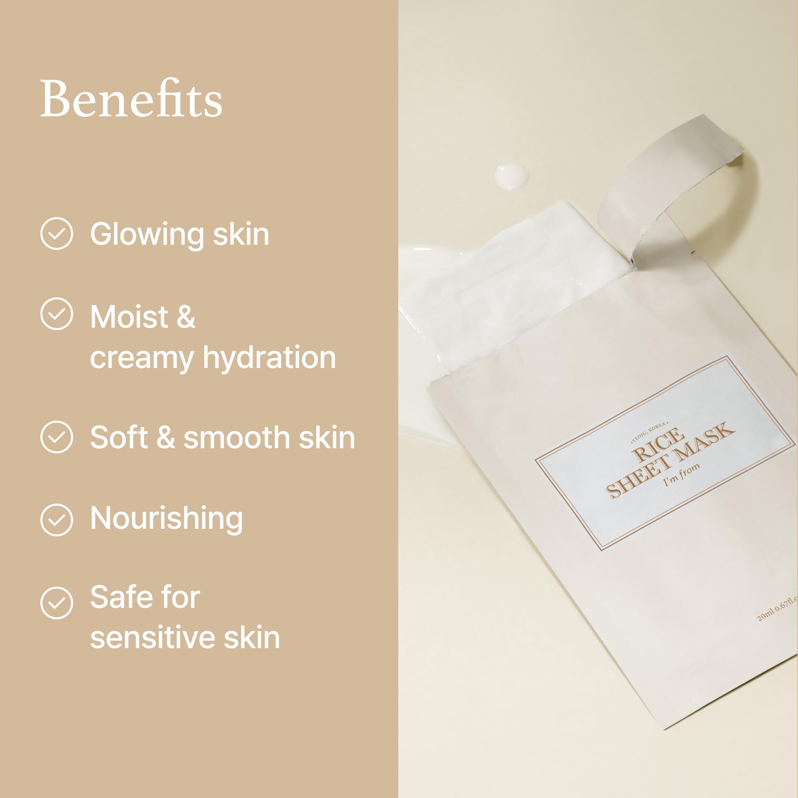 Foto 6 | Sheet Mask I'm From Rice, Paquete De 5 Unidades, 20 Ml De Arroz Coreano Al 60% - Venta Internacional.