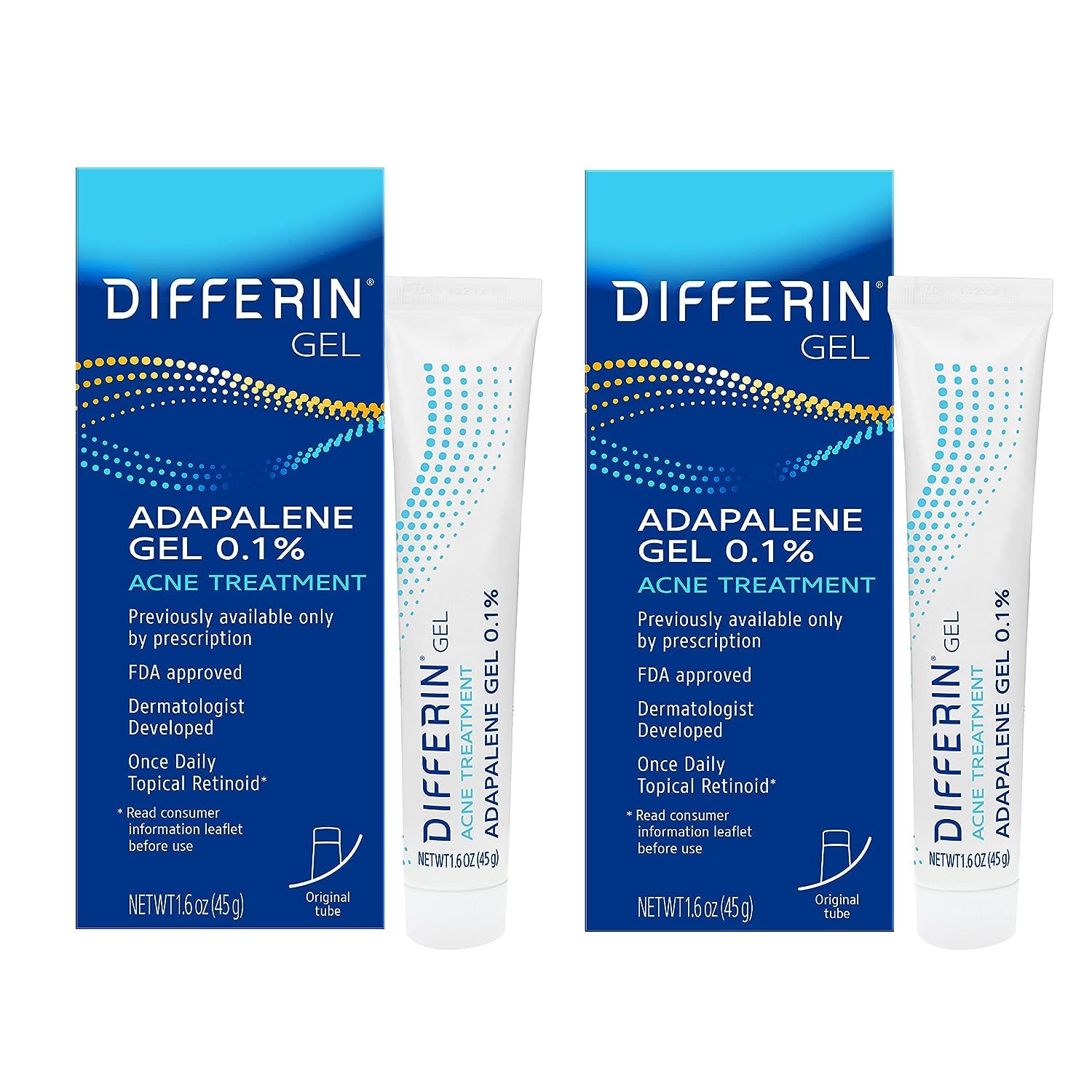 Foto 1 | Gel Para Tratamiento Del Acné Differin 0,1% De Adapaleno, 45 G X 2 - 180 Días - Venta Internacional.
