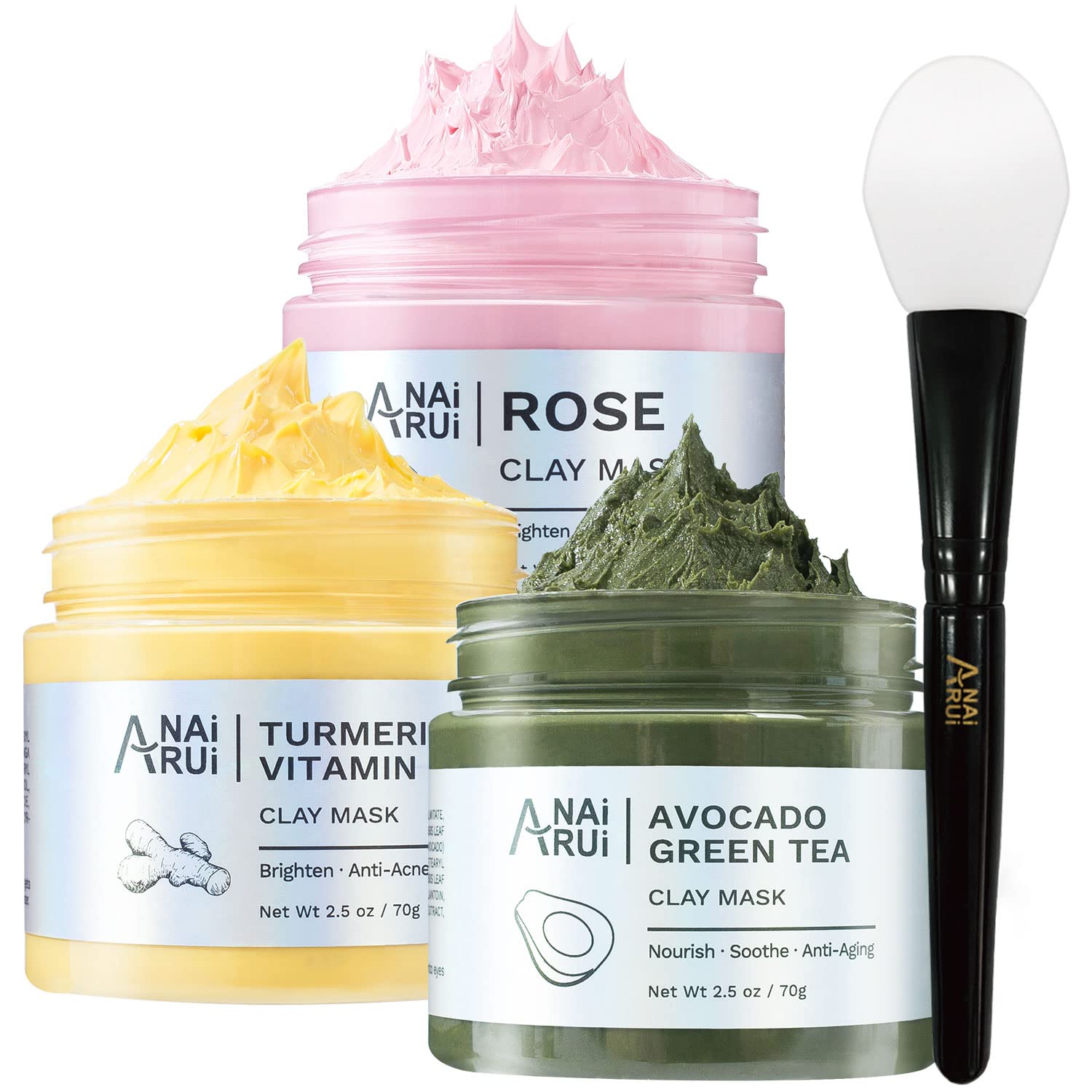 Foto 1 | Set De Mascarillas Faciales Anai Rui, Cúrcuma, Vitamina C, Rosa, Aguacate - Venta Internacional.
