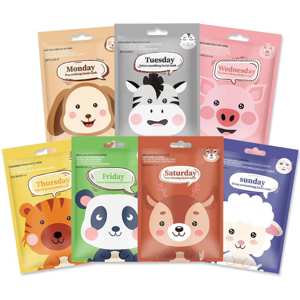 Foto 1 | Juego De 7 Mascarillas Kaely Animal Character Para Niños Y Adolescentes, 01 - Venta Internacional.