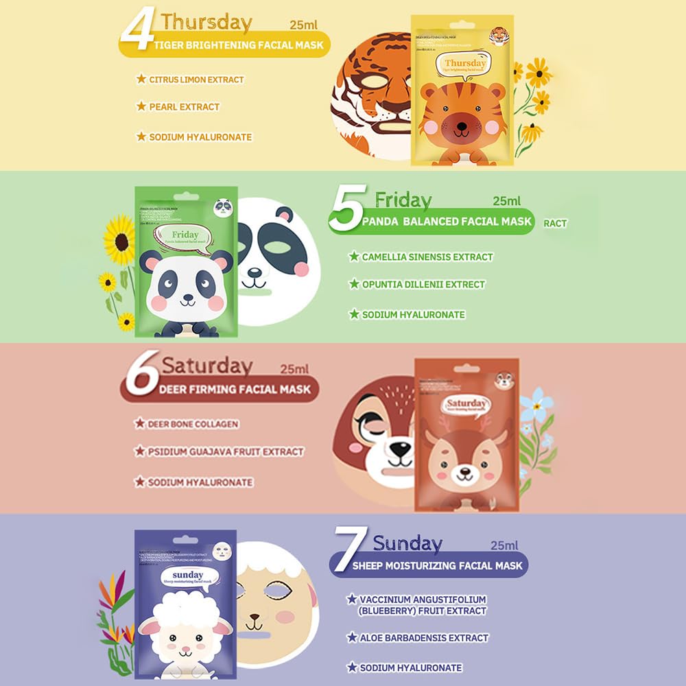 Foto 4 | Juego De 7 Mascarillas Kaely Animal Character Para Niños Y Adolescentes, 01 - Venta Internacional.