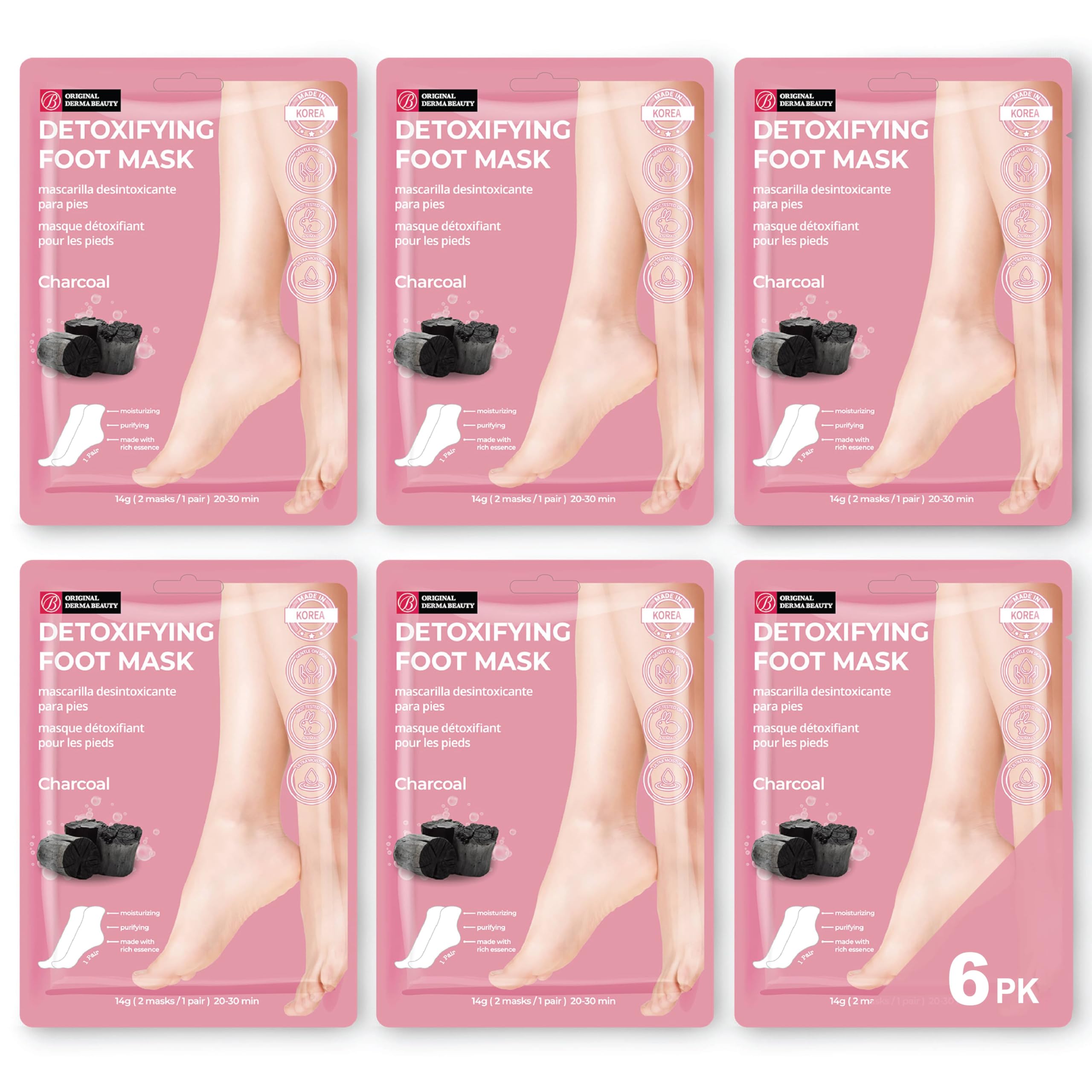 Foto 2 pulgar | Mascarilla Para Pies Innerest Original Derma Beauty, 6 Pares, Color Carbón - Venta Internacional.