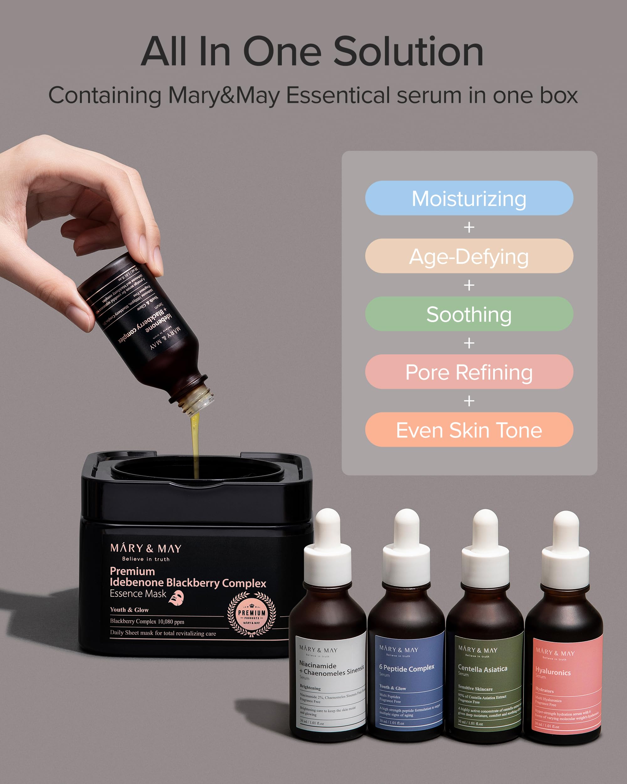 Foto 4 pulgar | Mascarilla Mary&may Premium Idebenone Blackberry 20 Hojas - Venta Internacional.