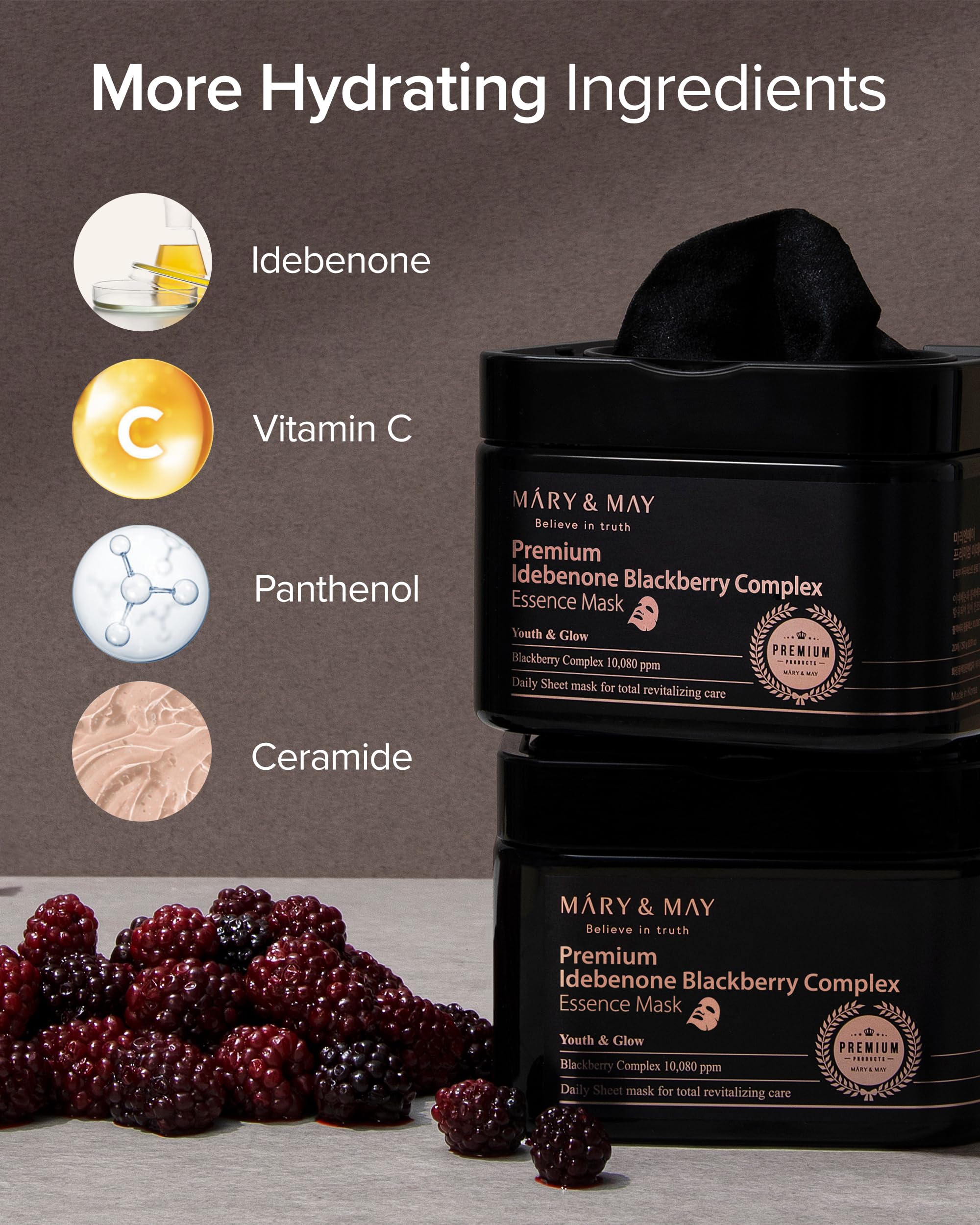 Foto 5 pulgar | Mascarilla Mary&may Premium Idebenone Blackberry 20 Hojas - Venta Internacional.