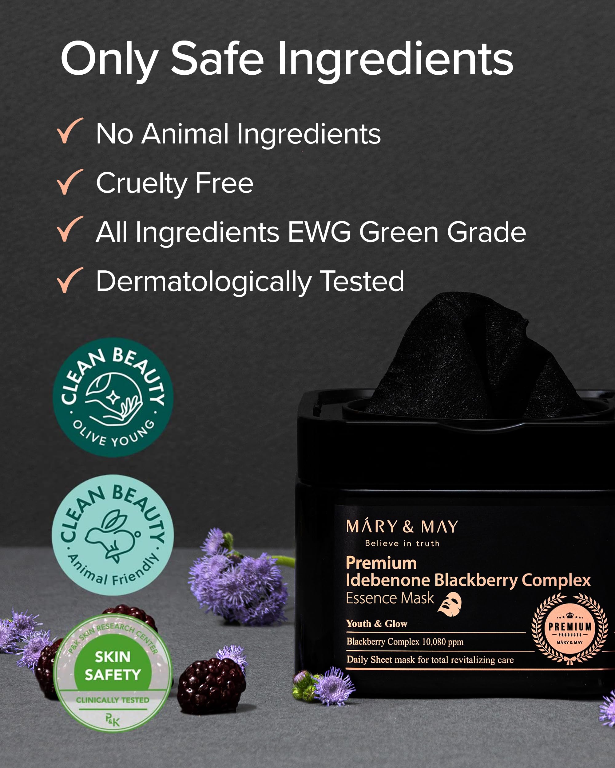 Foto 6 | Mascarilla Mary&may Premium Idebenone Blackberry 20 Hojas - Venta Internacional.