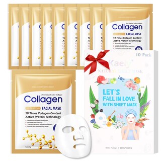 Foto 1 | Máscaras En Láminas Kaely Collagen, Paquete De 10 Unidades, Hidratantes Y Suavizantes - Venta Internacional.