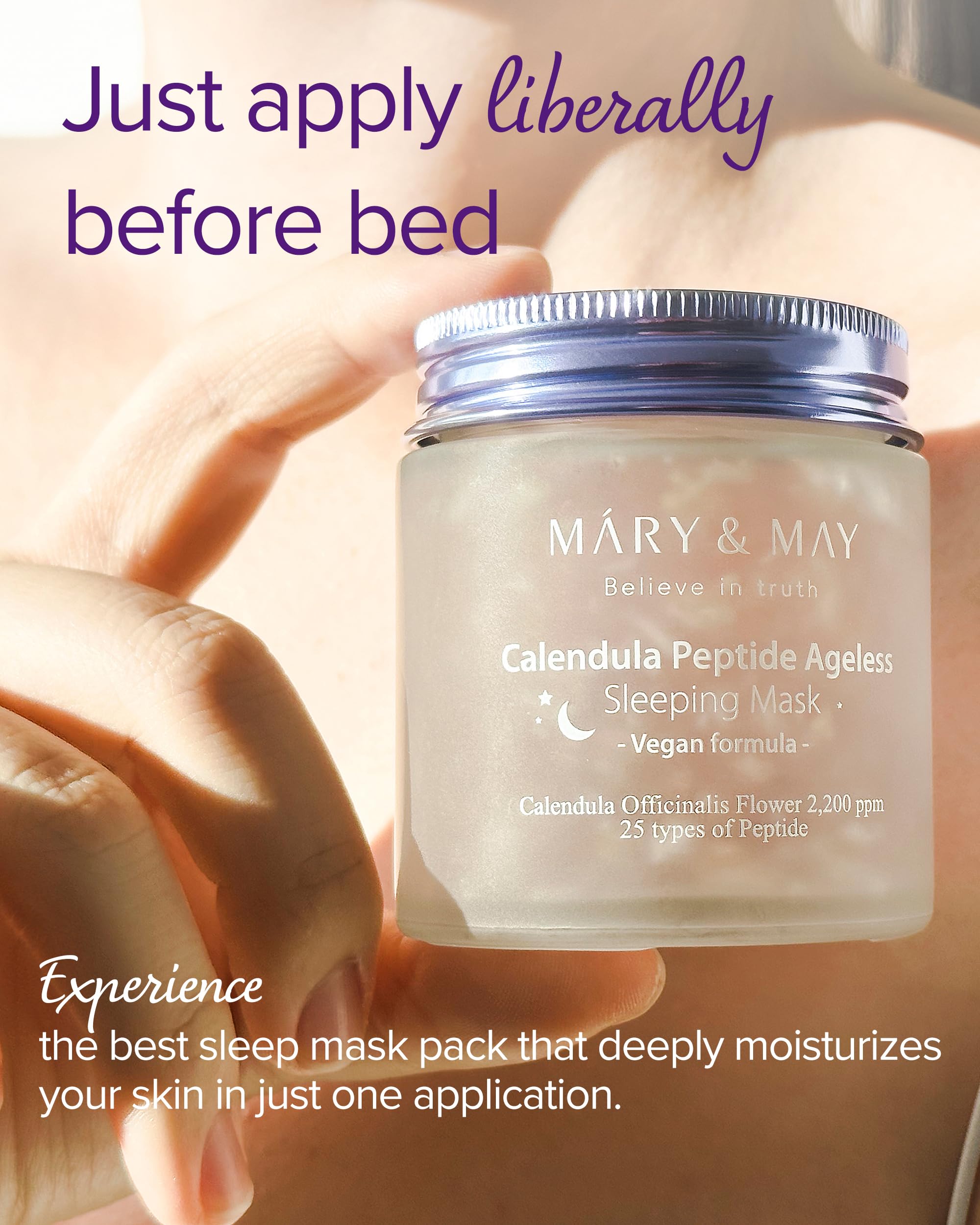 Foto 5 pulgar | Mascarilla Para Dormir Mary&may Vegan Caléndula Peptide Ageless - Venta Internacional.