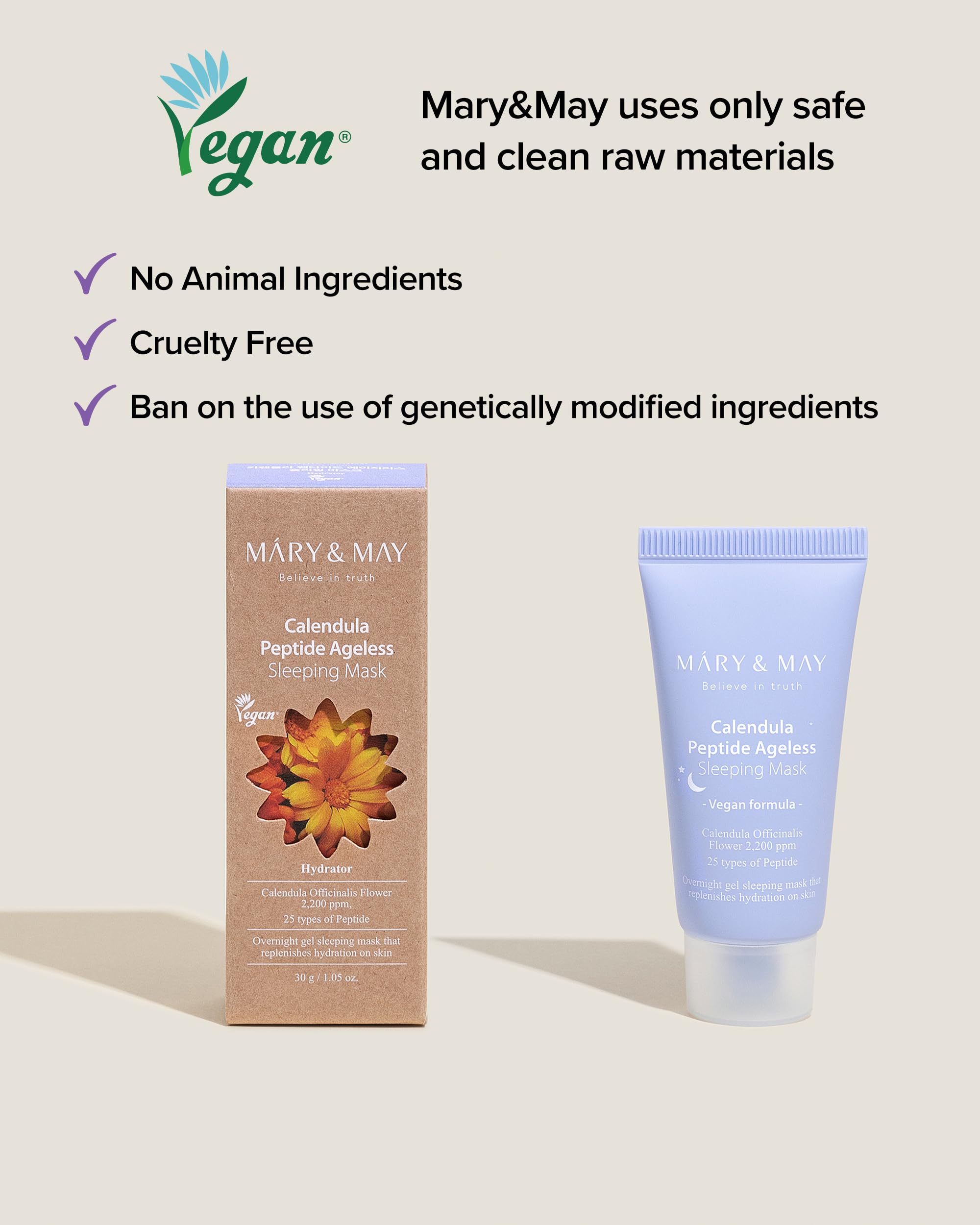 Foto 7 pulgar | Mascarilla Para Dormir Mary&may Vegan Caléndula Peptide Ageless - Venta Internacional.