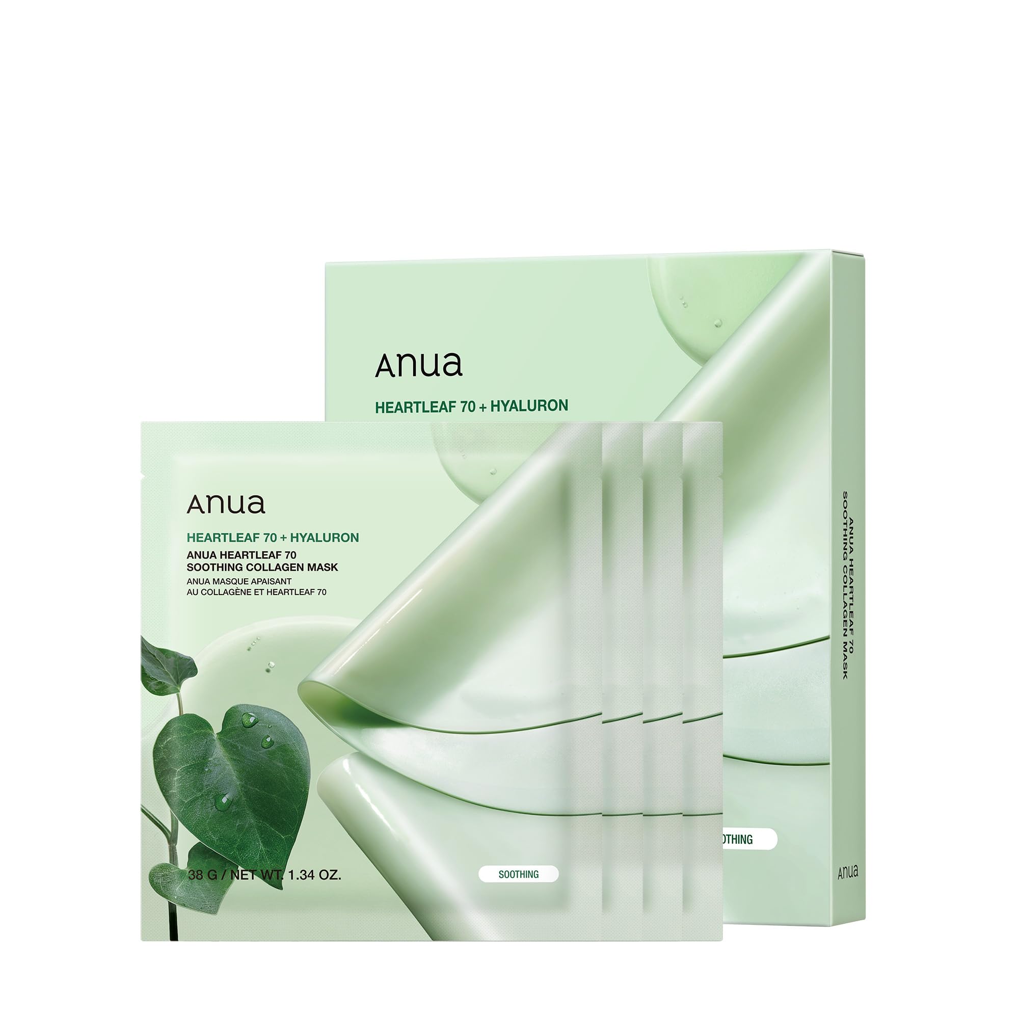 Foto 1 | Mascarilla Facial Anua Heartleaf 70 Soothing Collagen 38ml (4 Unidades) - Venta Internacional.
