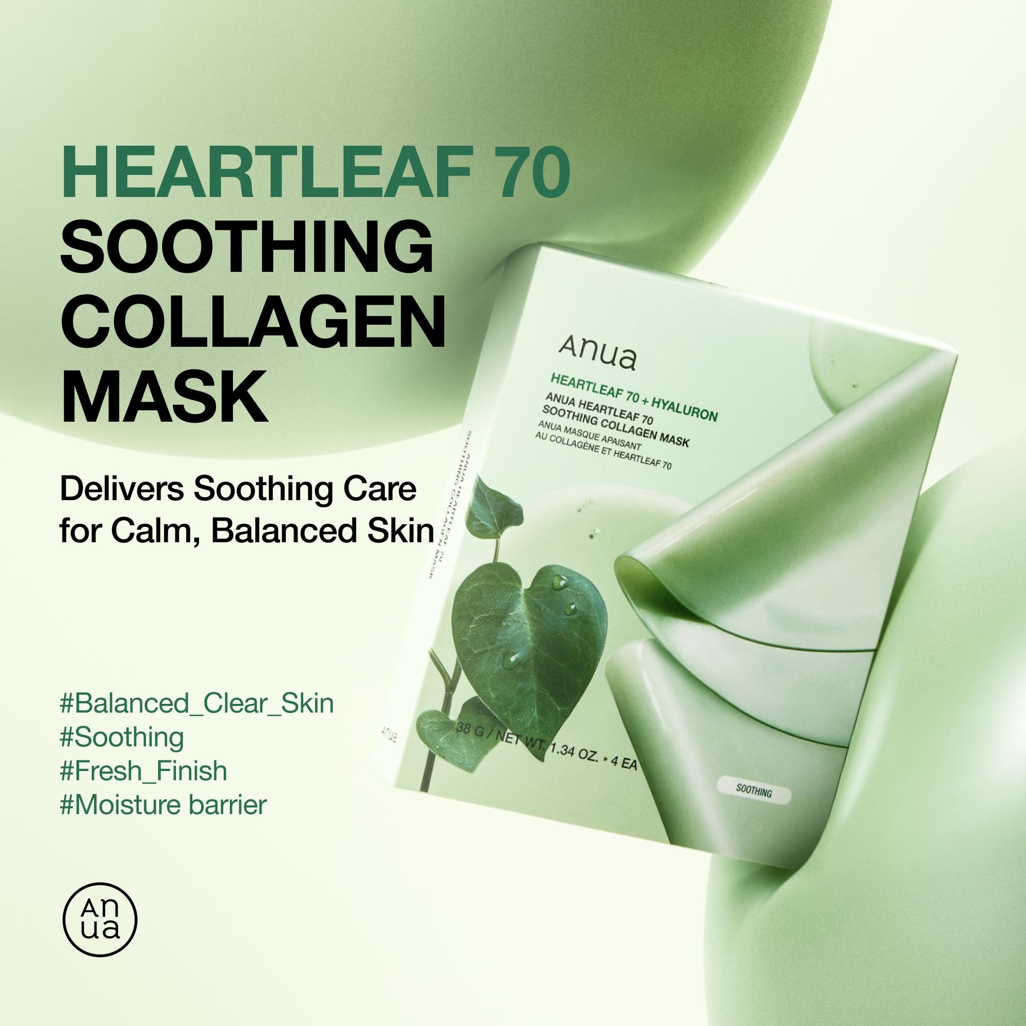 Foto 3 pulgar | Mascarilla Facial Anua Heartleaf 70 Soothing Collagen 38ml (4 Unidades) - Venta Internacional.