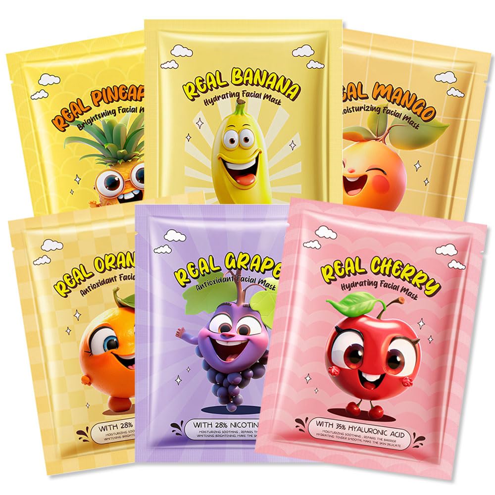 Foto 2 pulgar | Set De Mascarillas Faciales Kaely Fruit Para Niños, Paquete De 6 - Venta Internacional.