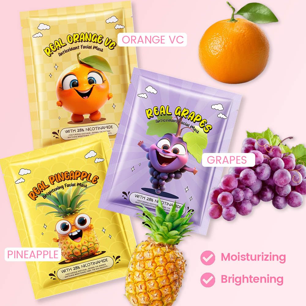 Foto 4 pulgar | Set De Mascarillas Faciales Kaely Fruit Para Niños, Paquete De 6 - Venta Internacional.