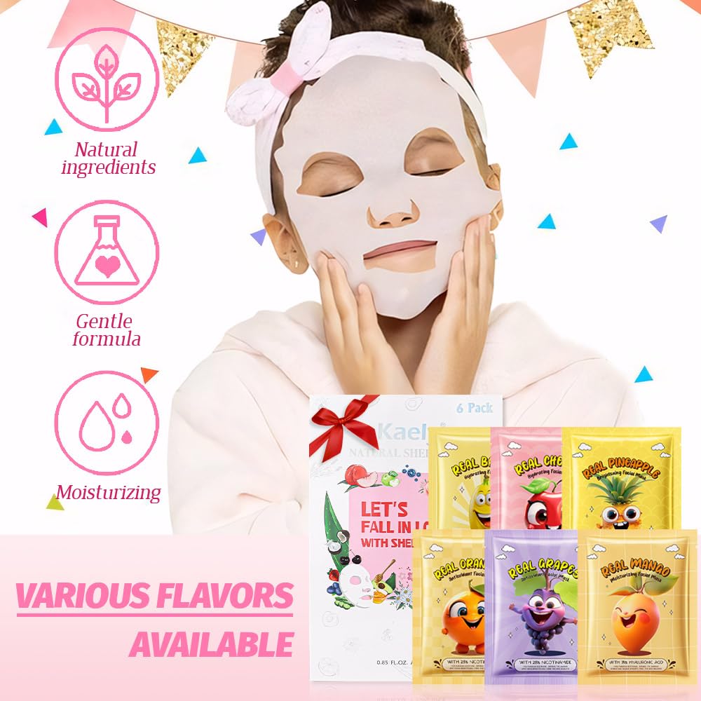 Foto 6 pulgar | Set De Mascarillas Faciales Kaely Fruit Para Niños, Paquete De 6 - Venta Internacional.