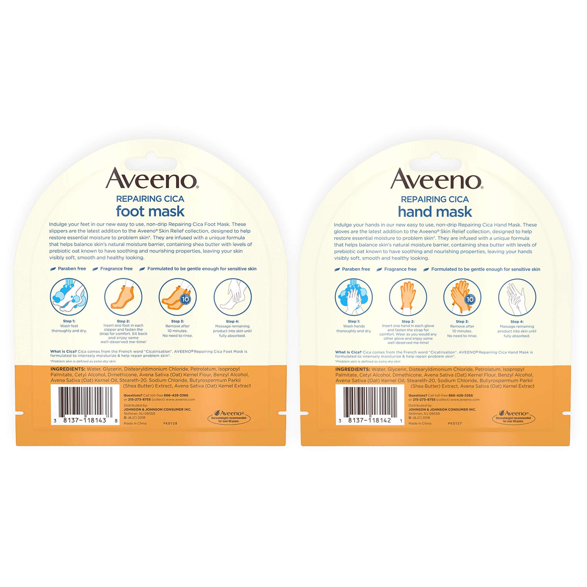 Foto 2 | Mascarilla Para Pies Y Manos Aveeno Repair Cica Para Piel Seca - Venta Internacional.