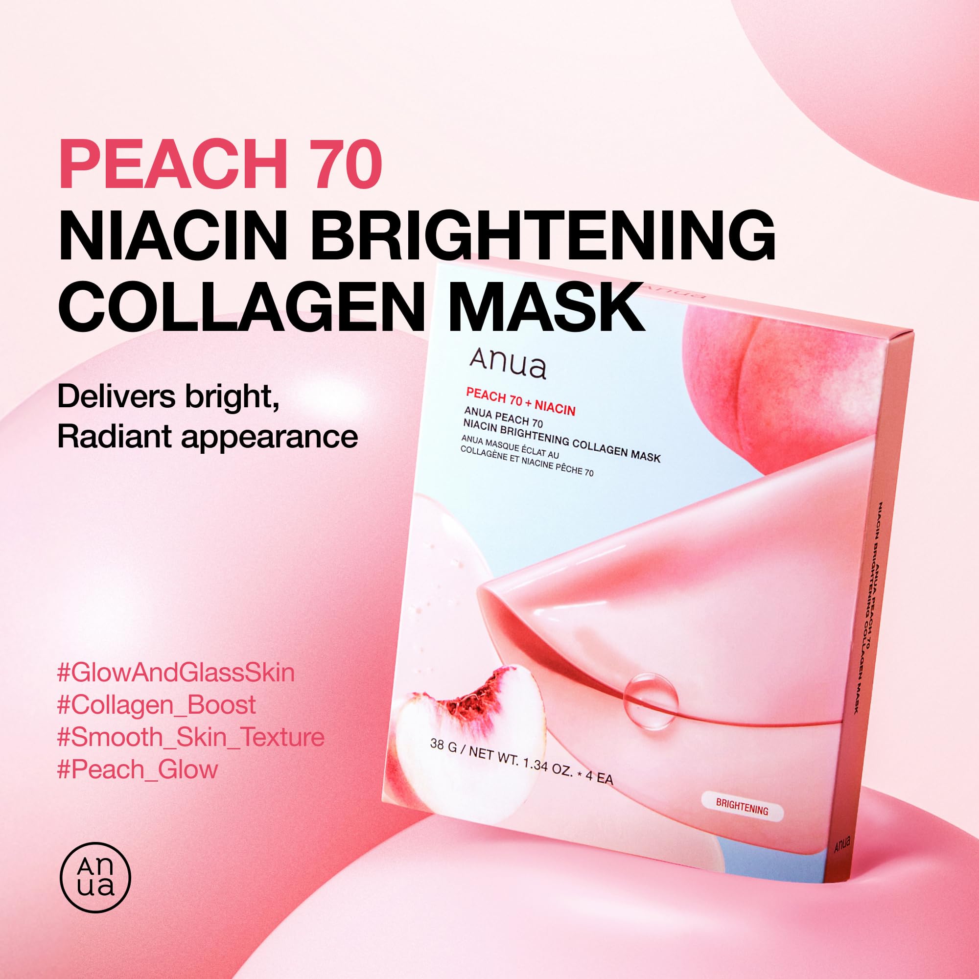 Foto 3 pulgar | Mascarilla Facial Nocturna Anua Peach 70 Niacina, Colágeno Iluminador - Venta Internacional.