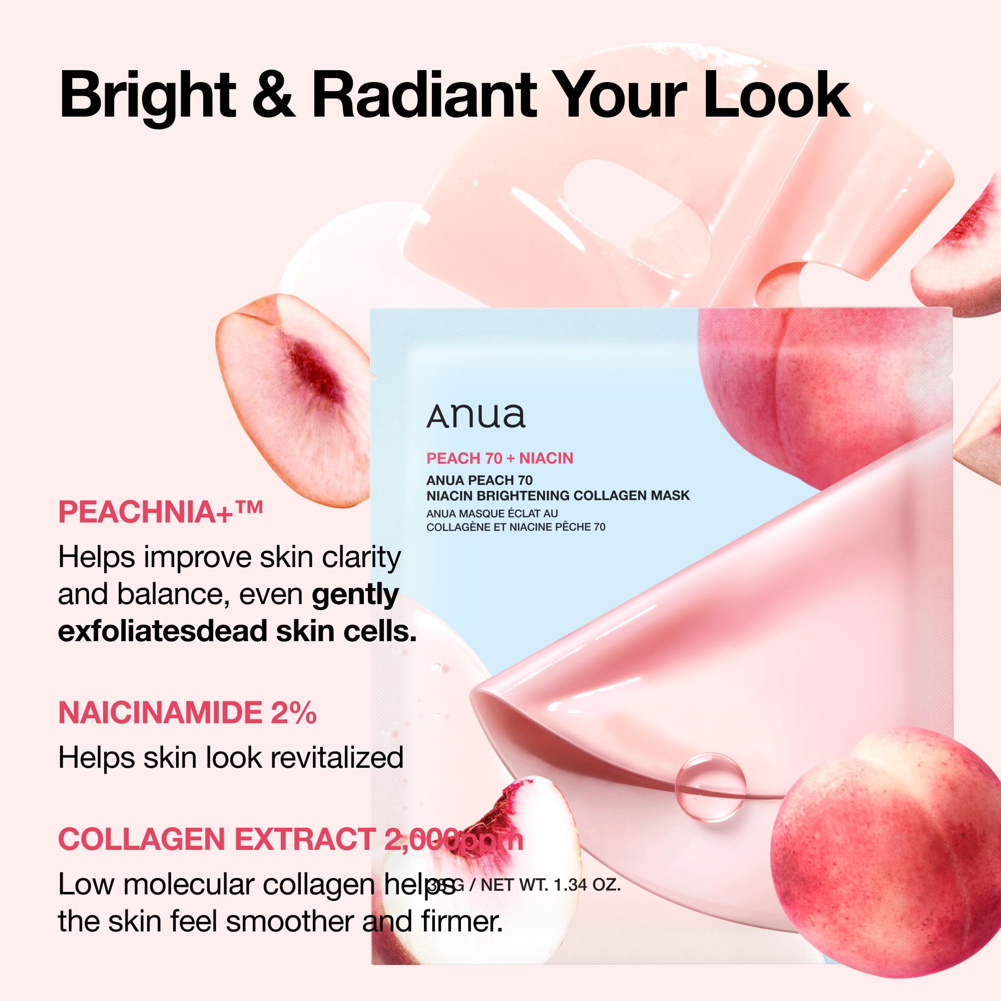 Foto 4 pulgar | Mascarilla Facial Nocturna Anua Peach 70 Niacina, Colágeno Iluminador - Venta Internacional.