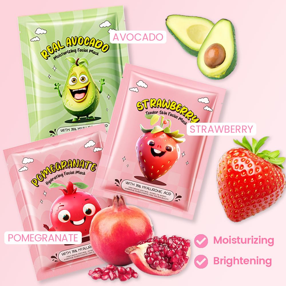 Foto 3 pulgar | Set De Mascarillas Faciales Kaely Fruit Para Niños, Paquete De 12 - Venta Internacional.